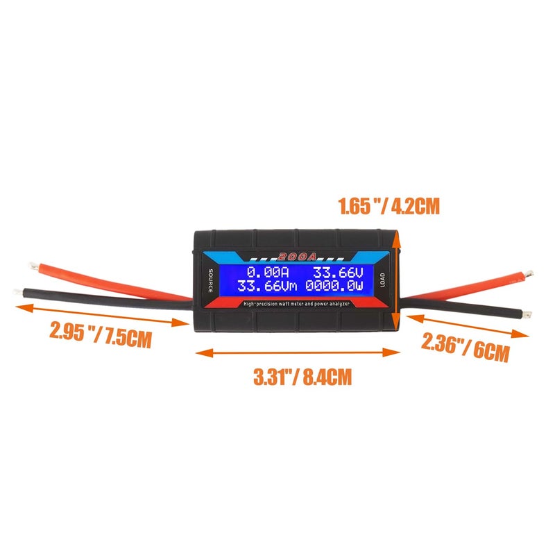 Heluok 200A High Precision Watt Meter, RC Multi Meter Power Analyzer, Battery Testers Voltage Amp Consumption Performance Monitor with Backlight Digital LCD Screen - Image 3